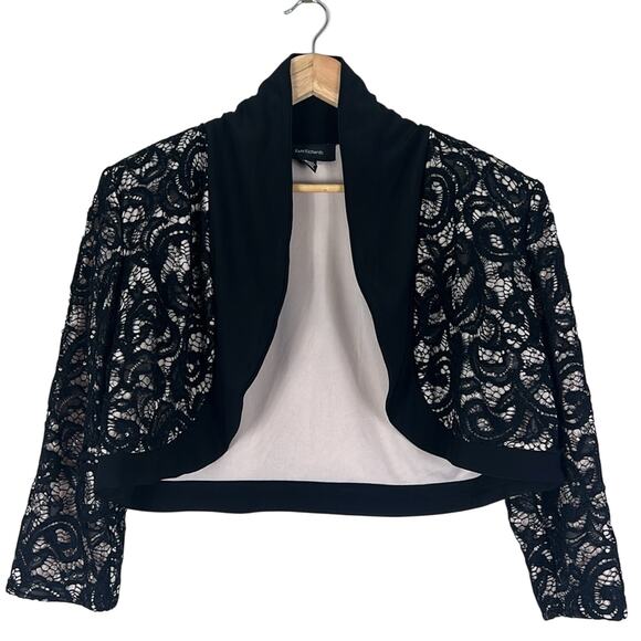 NWT R&M Richards Bolero Shrug Womens 10 Black Lace Cropped Formal Event Elegant - Picture 1 of 6